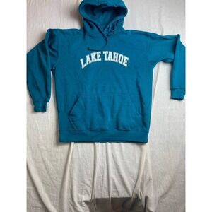 Lake Tahoe Hoodie Sweatshirt Mens Large Blue AMS Pullover Long Sleeve Casual